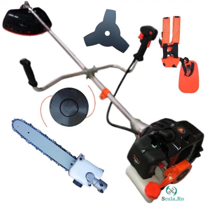 Motocoasa de umar URAL ( Ypan) , 4.3CP, Accesoriul Tip Fierastrau , Ham Dublu