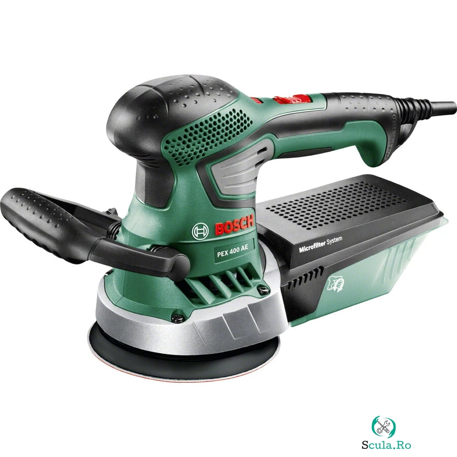 BOSCH Slefuitor cu excentric Bosch PEX 400 AE, 350 W, 21200 RPM, 125 mm, Verde la 639.40 lei ron