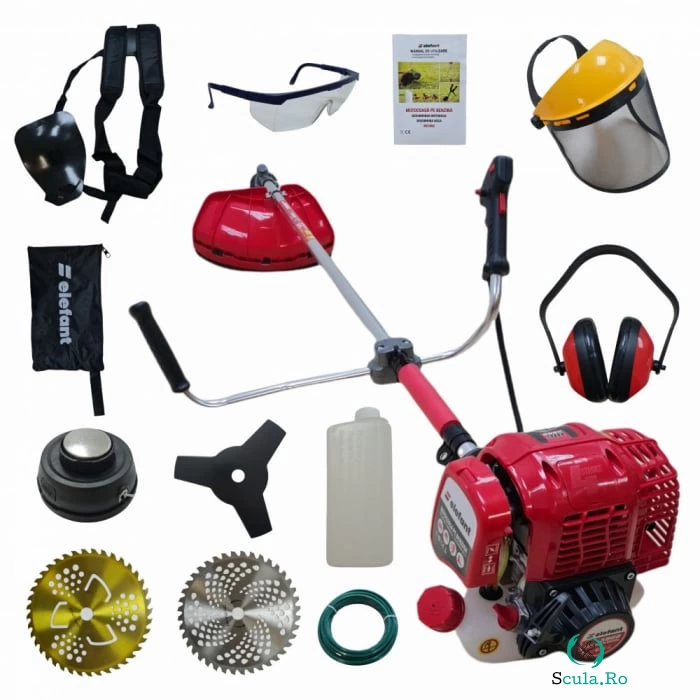 Motocoasa pe benzina ELEFANT MC5800, 4 Timpi, 62CC, 4 Sisteme Taiere, 8 Accesorii Incluse