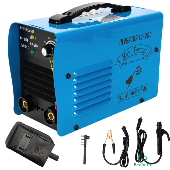 Aparat de sudura invertor Micul Fermier LV-200, 200A, Albastru, Accesorii incluse