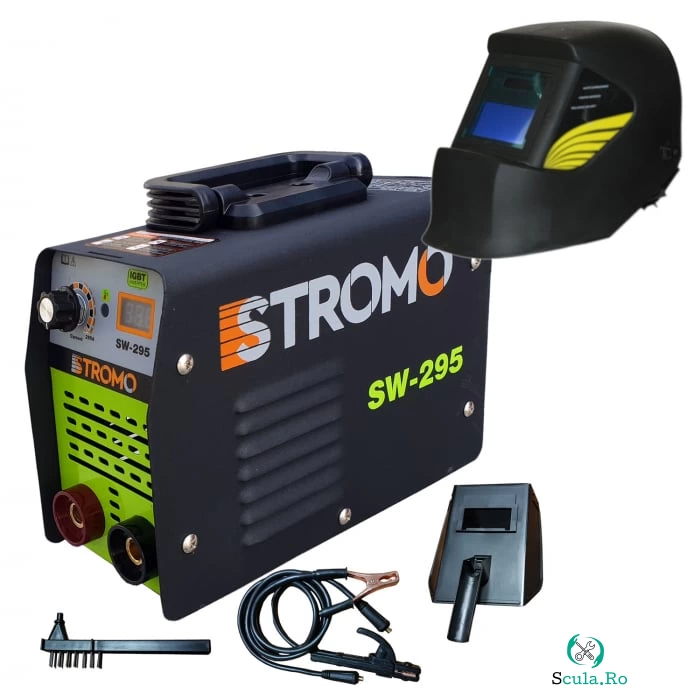 Aparat de sudura invertor STROMO SW295 + Masca Automata, cristale lichide, Afisaj Electronic, Electrozi 1.6-4 mm, Accesorii Incluse