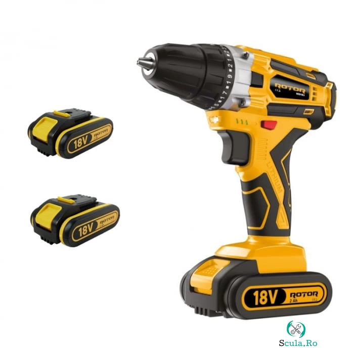 Autofiletanta cu acumulator Rotor RCD18Li, 18V, 2000RPM, Cuplu maxim 32NM, 2 Acumulatori inclusi la 267.00 lei ron