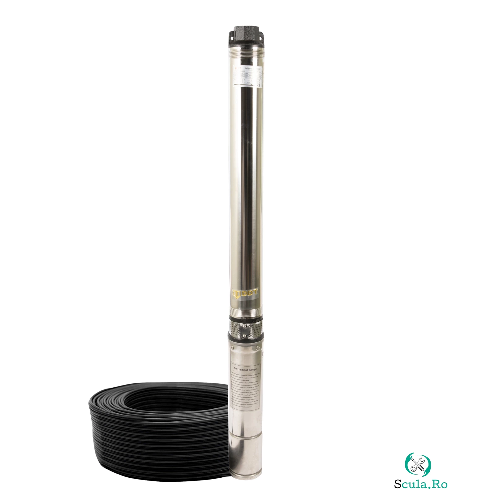 Pompa submersibila de mare adancime DDT 4SDM-20, Inox, 2200W, 10 m ³ h, 20 turbine, 160m, 15m cablu
