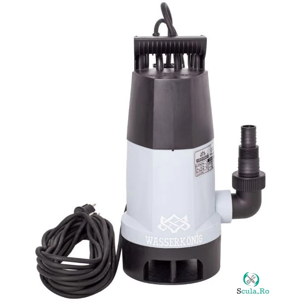 Pompa submersibila din plastic Wasserkonig SPMD5133, ape murdare, particule max. 30 mm, putere 400 W, debit 8000 l/h, inaltime refulare 5 m, flotor electromecanic
