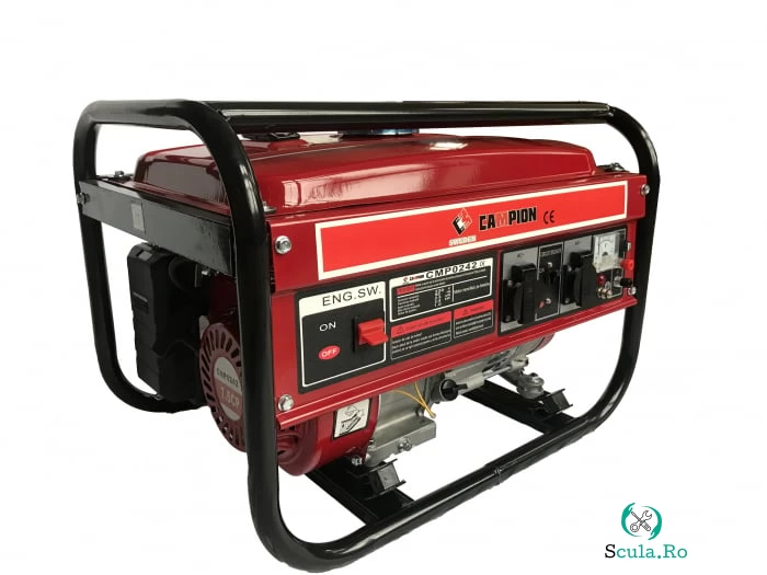 Generator electric pe benzina Campion CMP0242, 2.8KW, 3000RPM, Rosu Negru la 1,453.00 lei ron