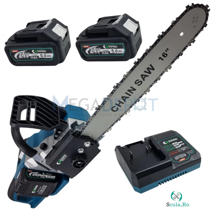 Motofierastrau ( drujba) pe acumulatori Kewei XGT Profesional 48V, lama 40 cm, 2 acumulatori si incarcator inclus, 8000rpm
