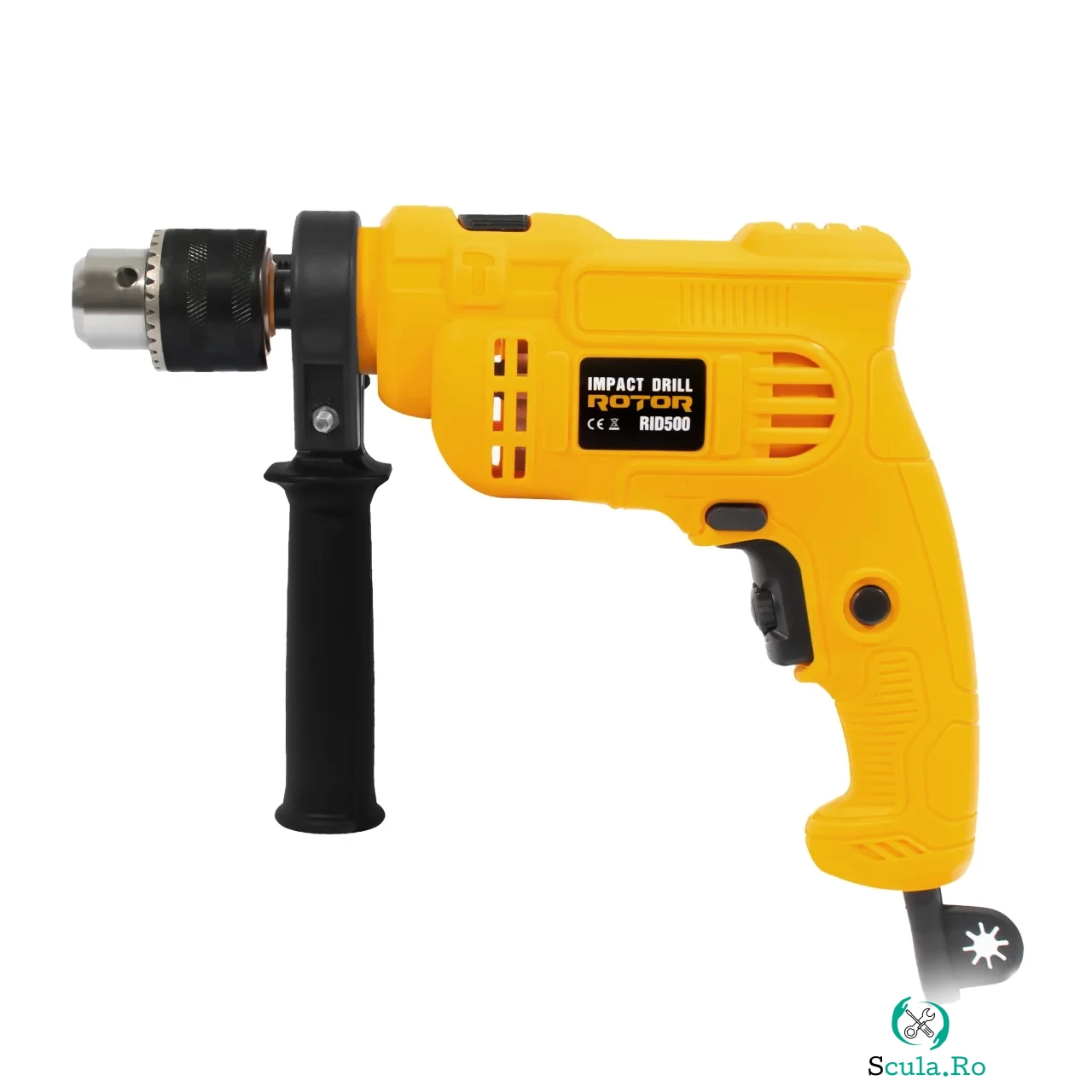 Masina de gaurit Rotor RID500, 500W, 3000RPM, Diametru gaurire otel 13mm lemn 25mm la 124.00 lei ron