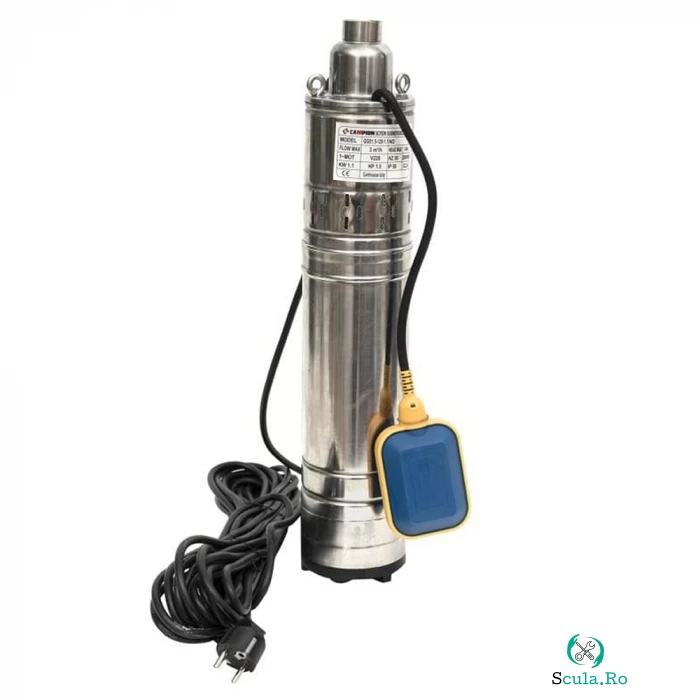 Pompa submersibila, pentru apa,CAMPION QGD1.5-120-1.1, flotor, cupru, 3m3 h, 140m la 345.00 lei ron