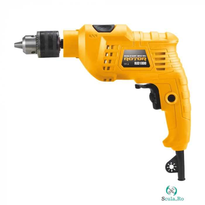 Masina de gaurit Rotor RID1000, 1000W, 2800RPM, Mandrina 10mm, 3 bacuri la 135.00 lei ron