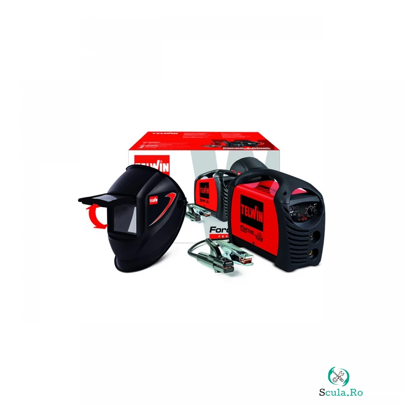 Invertor de sudura Telwin, tip FORCE145 ACX+MASK, cu accesorii + masca de sudura TIGER, curent maxim 130 A, 230 V la 1,209.99 lei ron