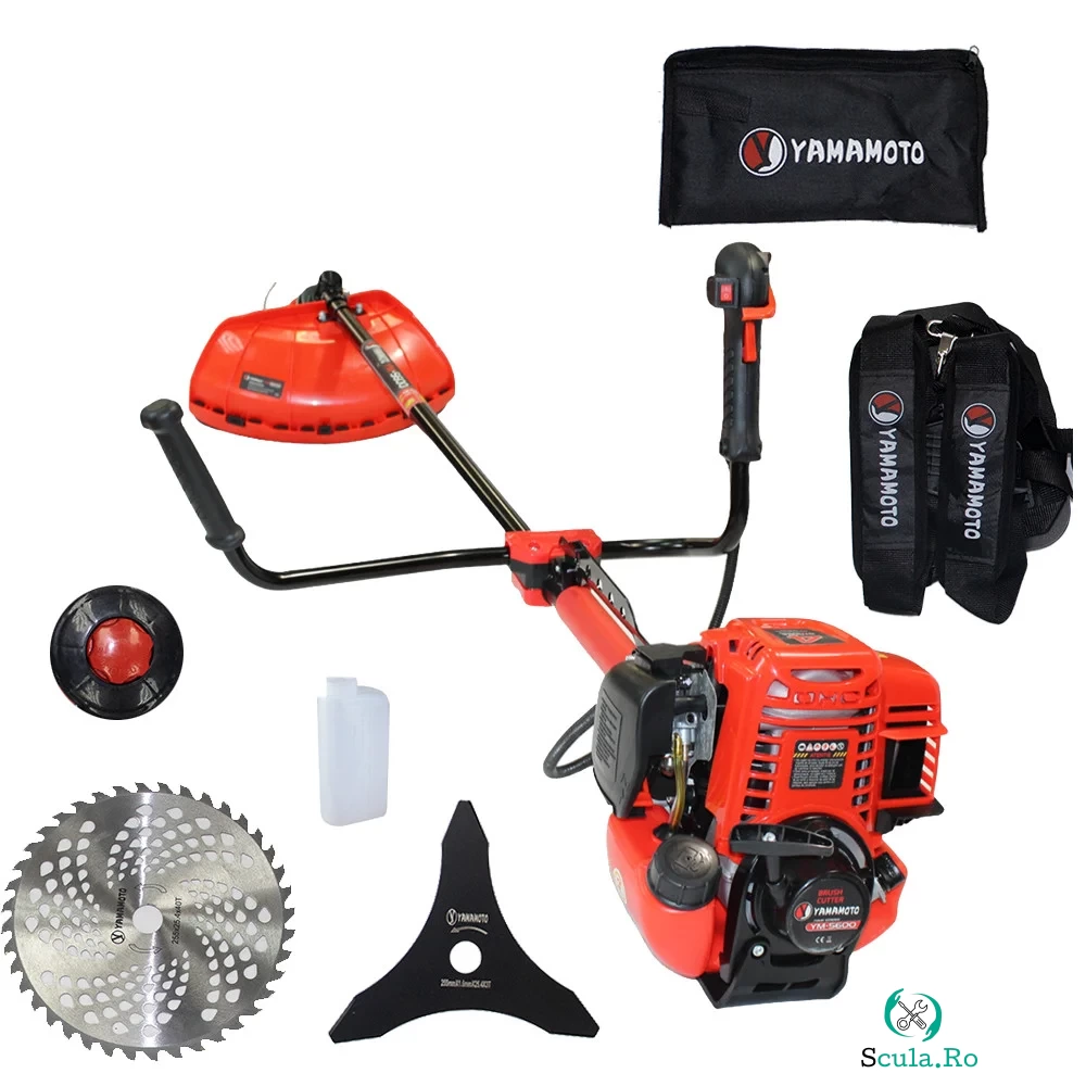 Motocoasa pe benzina Yamamoto YM-5600, 4 timpi, 6.3CP, 52CC, 10000RPM, Accesorii incluse