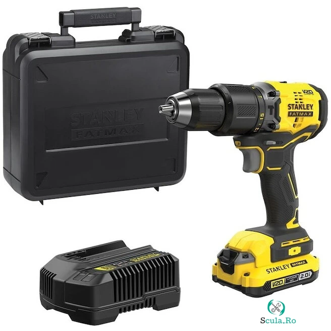 Stanley Masina de gaurit si insurubat cu percutie Stanley SFMCD715D1K, 18 V, 1900 rpm, 60 Nm, Acumulator 2.0 Ah, Valiza depozitare