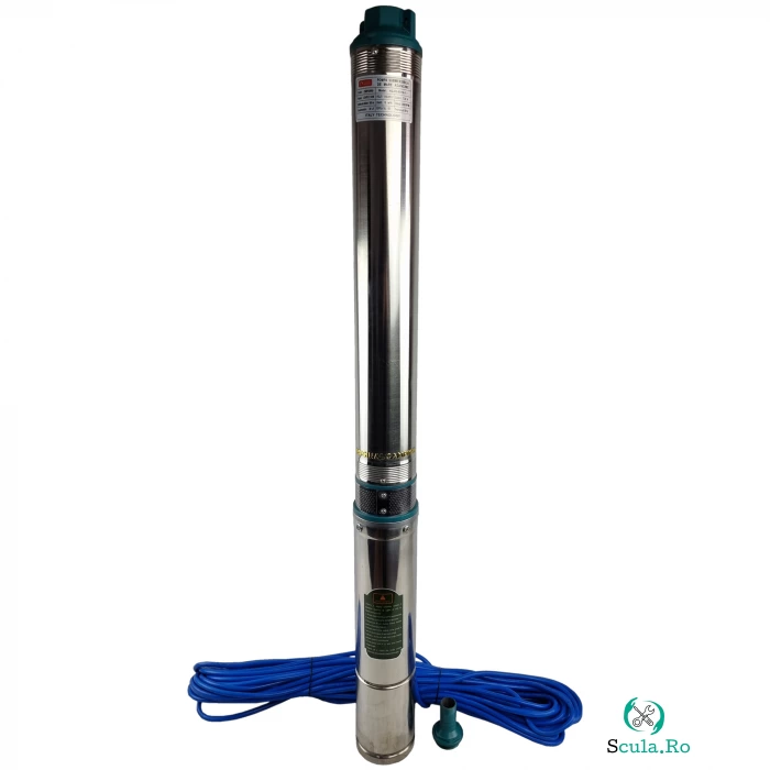 Pompa submersibila de mare adancime AquaMann Premium, 16 Turbine, 160metri, debit 10m ³ h, 30 metri cablu