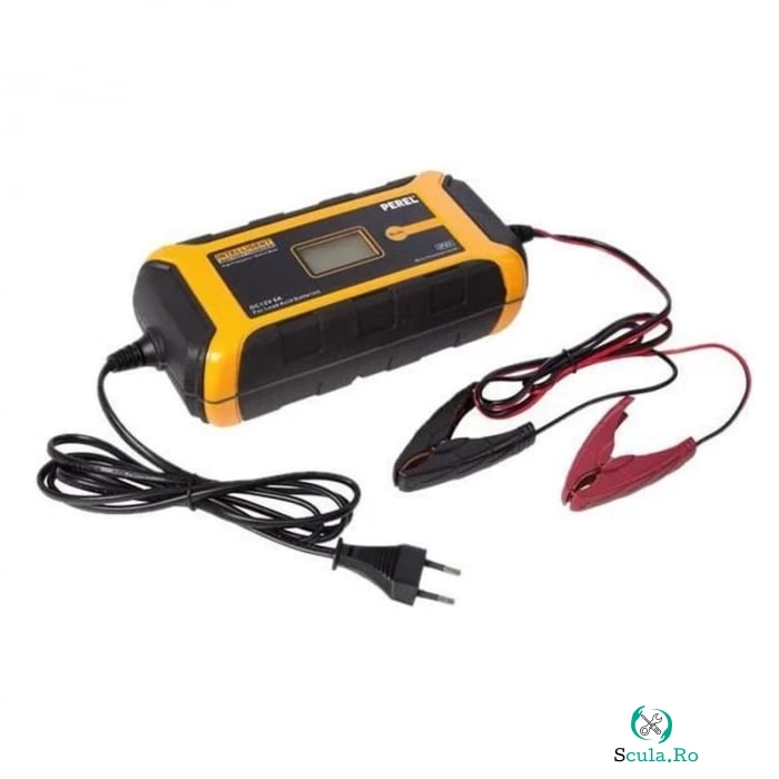 Redresor auto cu display digital Perel AC088, 12 V, 8 A