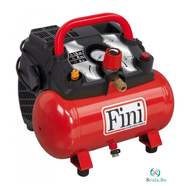 Compresor de aer fara ulei Fini ENERGY 6, 6 l, 1100 W, 8 bar, 180 l/min la 761.59 lei ron