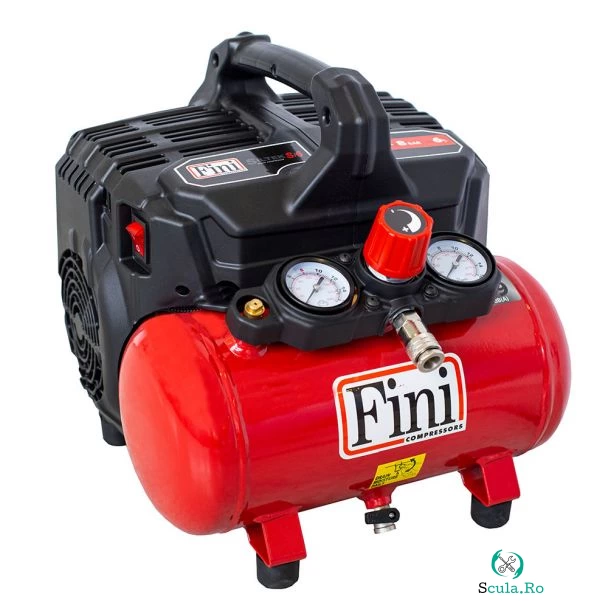 Compresor de aer ultra silentios, fara ulei, Fini SILTEK S/6, 6 l, 750 W, 8 bar, 105 l/min la 868.00 lei ron